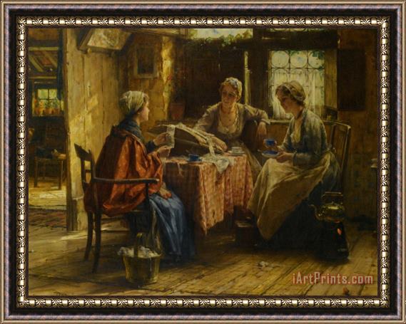 Edward Antoon Portielje Working The Lace Framed Painting