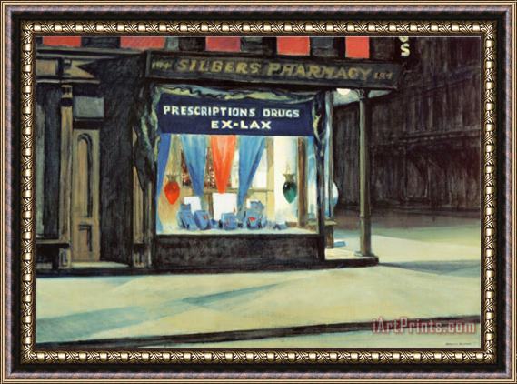 Edward Hopper Drug Store 1927 Framed Painting