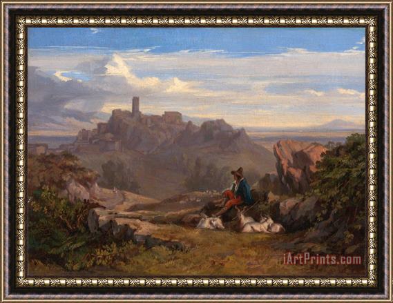 Edward Lear Landscape with Goatherd Framed Painting