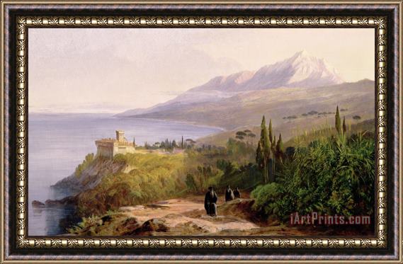 Edward Lear Mount Athos and the Monastery of Stavroniketes Framed Painting