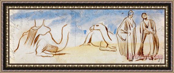 Edward Lear Studies of Camels And Egyptian Men Framed Painting