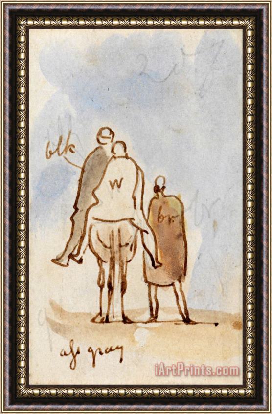 Edward Lear Study of Figures And a Camel Framed Painting