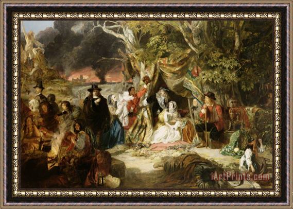 Edward Matthew Ward Highgate Fields During the Great Fire of London in 1666 Framed Painting