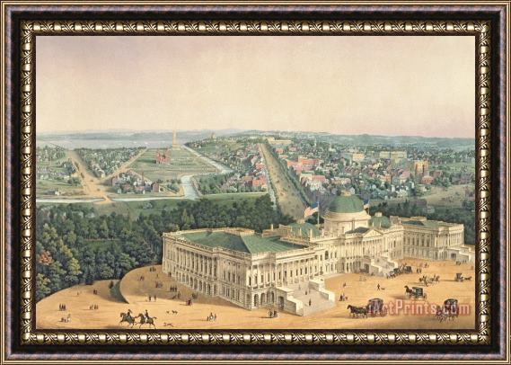 Edward Sachse View of Washington DC Framed Painting