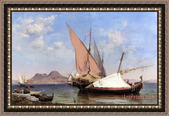 Edward William Cooke Vesuvius, Catalan And Paranzella Framed Painting