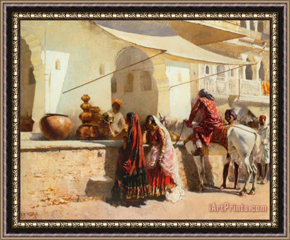 Edwin Lord Weeks A Street Market Scene, India Framed Painting
