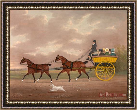Edwin W. Cooper of Beccles A Gentleman Driving Tandem to a Jaunting Car Framed Painting
