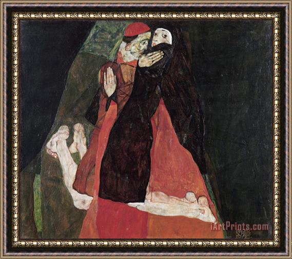 Egon Schiele Cardinal And Nun (tenderness) Framed Painting