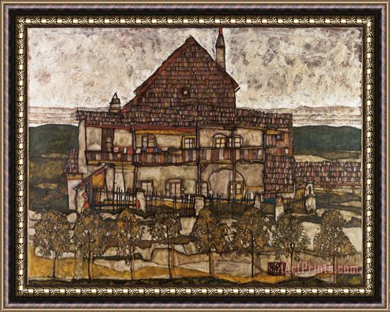 Egon Schiele House with Shingle Roof (old House Ii) Framed Painting