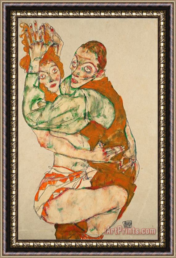 Egon Schiele Lovemaking Framed Painting