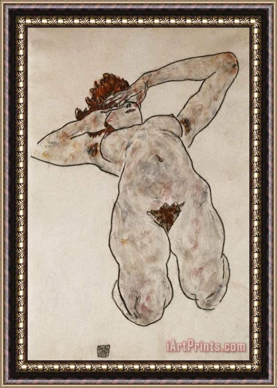 Egon Schiele Nude Lying Down Framed Painting