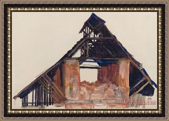 Egon Schiele Old Gable Framed Painting