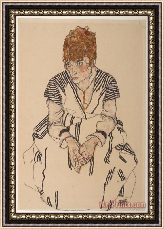 Egon Schiele Portrait of The Artist's Sister in Law, Adele Harms, 1917 Framed Painting