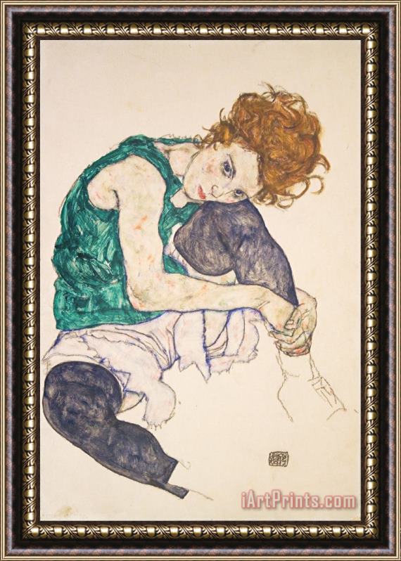 Egon Schiele Seated Woman with Legs Drawn Up (adele Herms) Framed Print