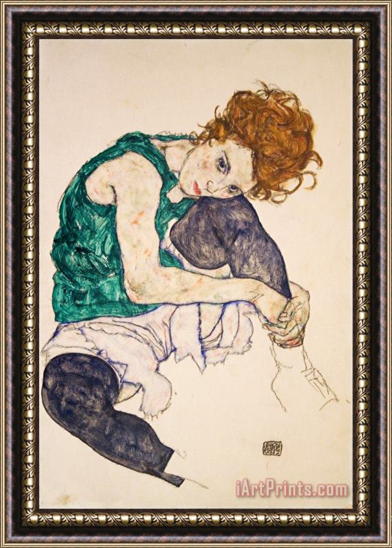 Egon Schiele Seated Woman with Legs Drawn Up (adele Herms) Framed Painting