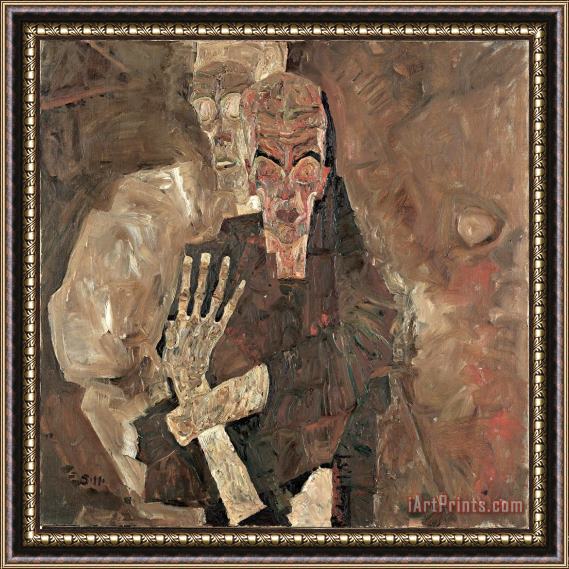 Egon Schiele Self Seer II (death And Man) Framed Painting