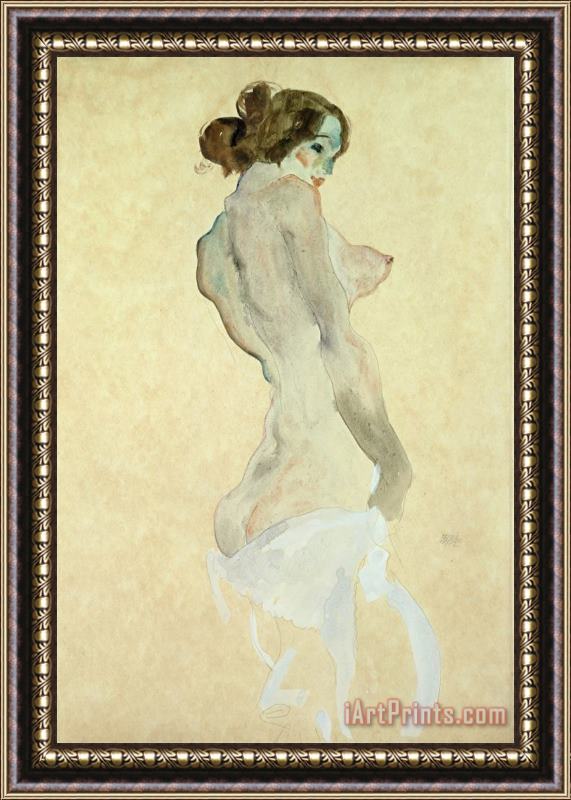 Egon Schiele Standing Female Nude Framed Painting