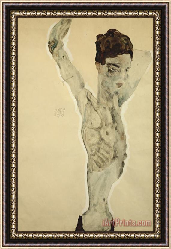 Egon Schiele Standing Male Nude Framed Painting