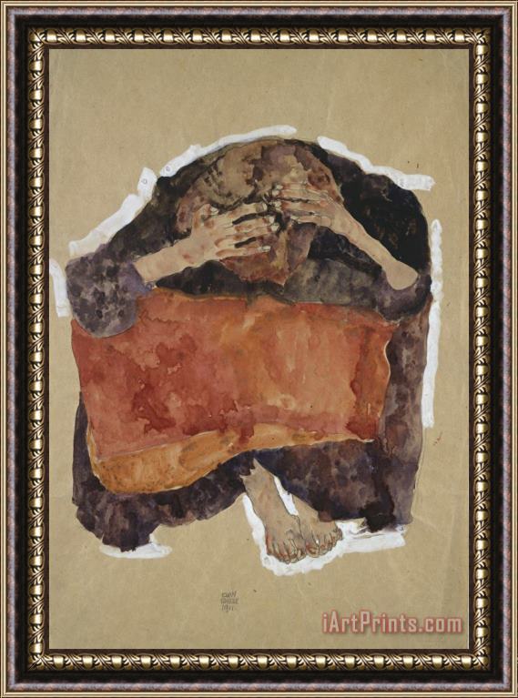 Egon Schiele Troubled Woman Framed Painting