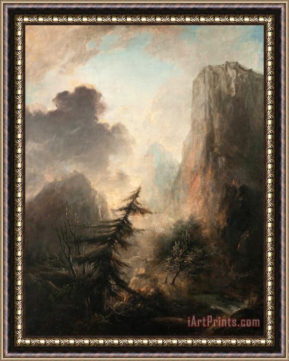 Elias Martin Romantic Landscape with Spruce Framed Painting
