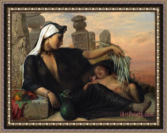 Elisabeth Jerichau Baumann An Egyptian Fellah Woman with Her Baby Framed Painting