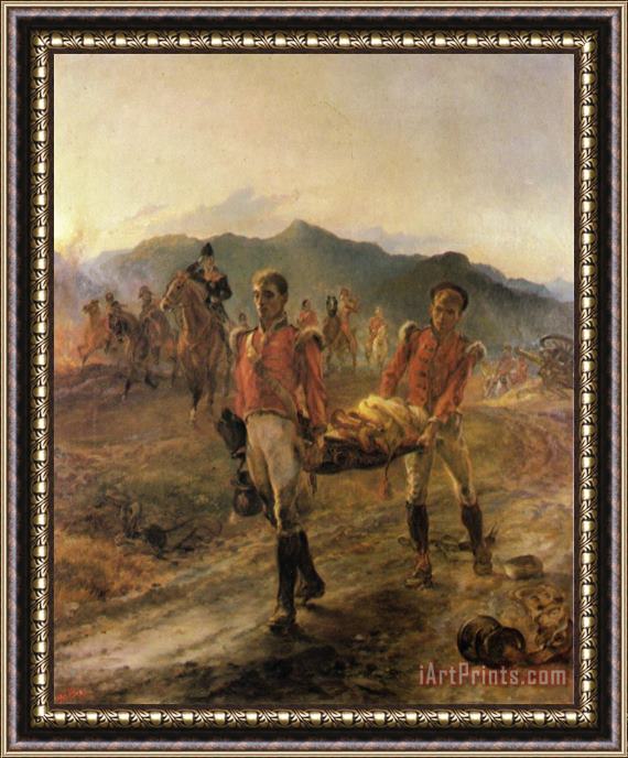 Elizabeth Thompson On The Morrow of Talavera, Soldiers of The 43rd Bringing in The Dead Framed Print