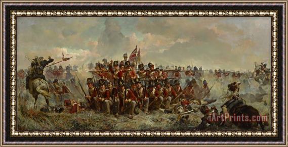 Elizabeth Thompson The 28th Regiment at Quatre Bras, 1815 Framed Painting