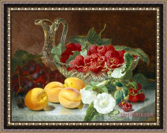 Eloise Harriet Stannard Still Life of Raspberries in a Glass Bowl Framed Print