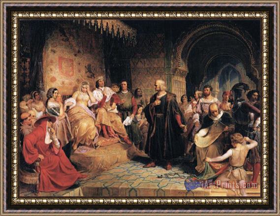 Emanuel Gottlieb Leutze Columbus Before The Queen Framed Painting