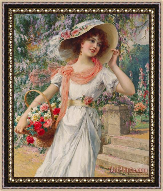 Emile Vernon The Flower Girl Framed Painting