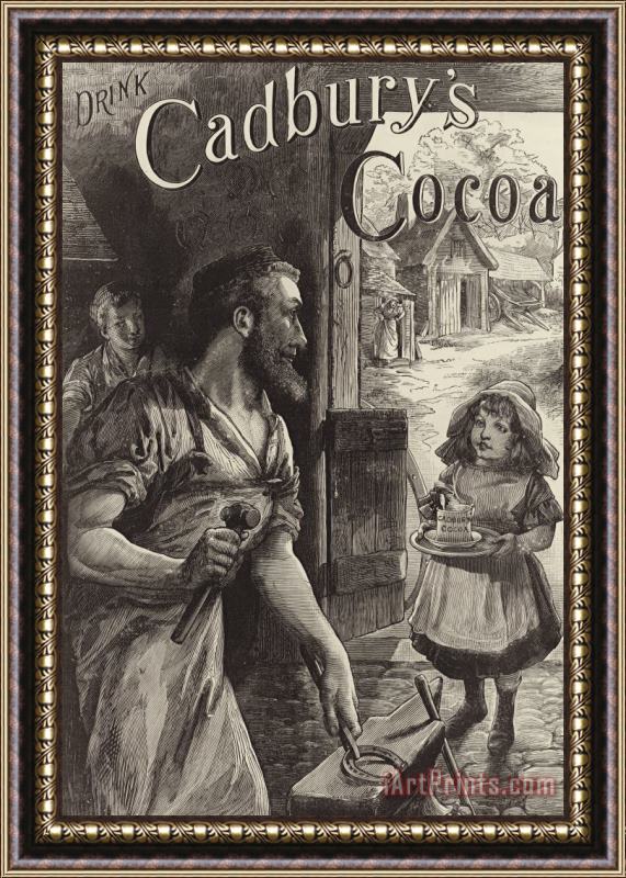 English School Advertisement For Cadburys Drinking Cocoa Framed Painting