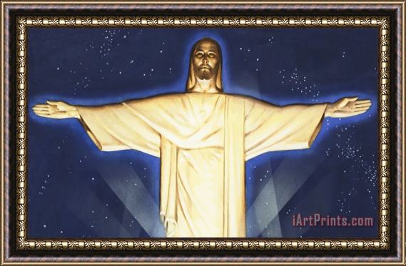 English School Giant Figure of Christ Framed Painting