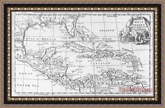 English School Map of the West Indies Florida and South America Framed Print