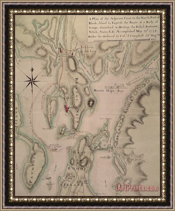 English School Military plan of the North Part of Rhode Island Framed Print