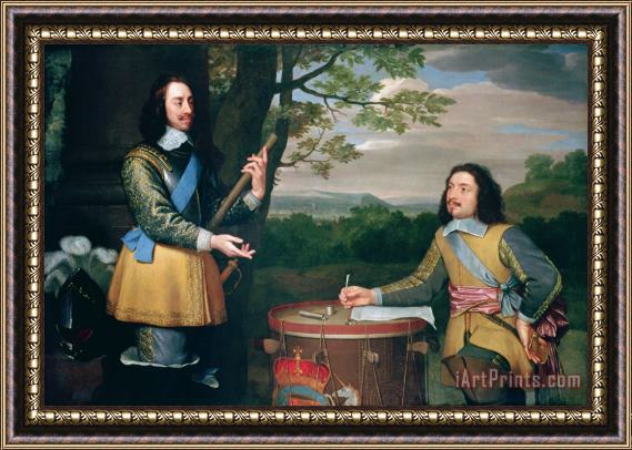 English School Portrait of Charles I and Sir Edward Walker Framed Painting