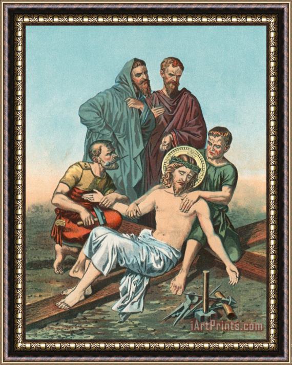 English School Station XI Jesus is Nailed to the Cross Framed Painting