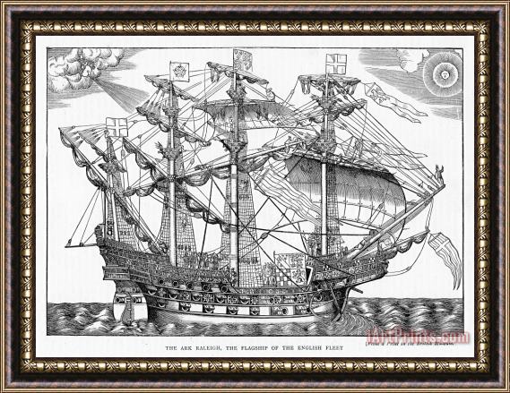 English School The Ark Raleigh The Flagship Of The English Fleet From Leisure Hour Framed Painting
