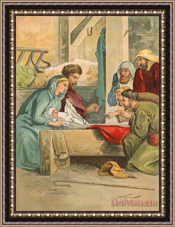 English School The Birth Of Christ Framed Painting