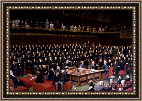 English School The Lord Chancellor About to Put the Question in the Debate about Home Rule in the House of Lords Framed Print