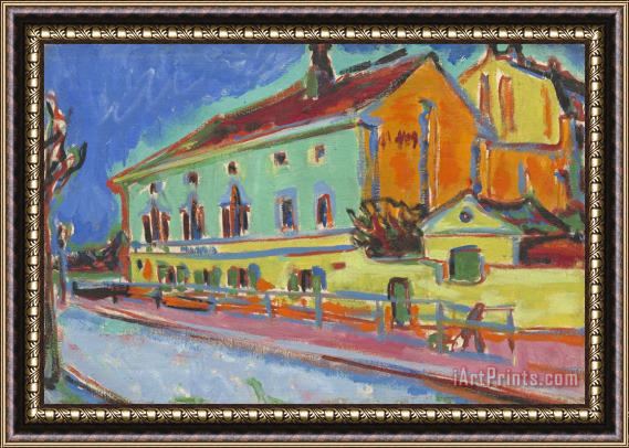 Ernst Ludwig Kirchner Dance Hall Bellevue (previously Known As Houses in Dresden) Framed Painting