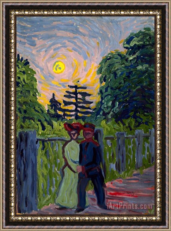 Ernst Ludwig Kirchner Moonrise Soldier And Maiden Framed Painting