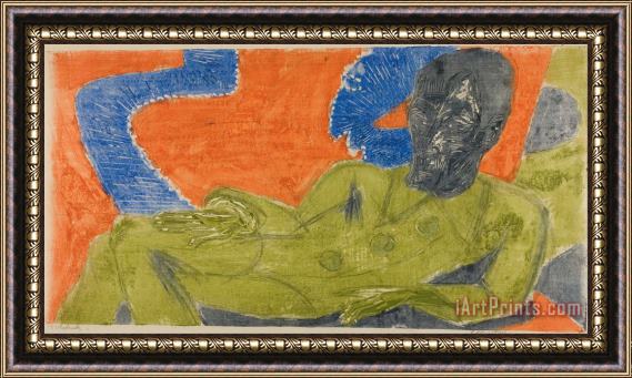 Ernst Ludwig Kirchner Portrait of Otto Mueller Framed Painting
