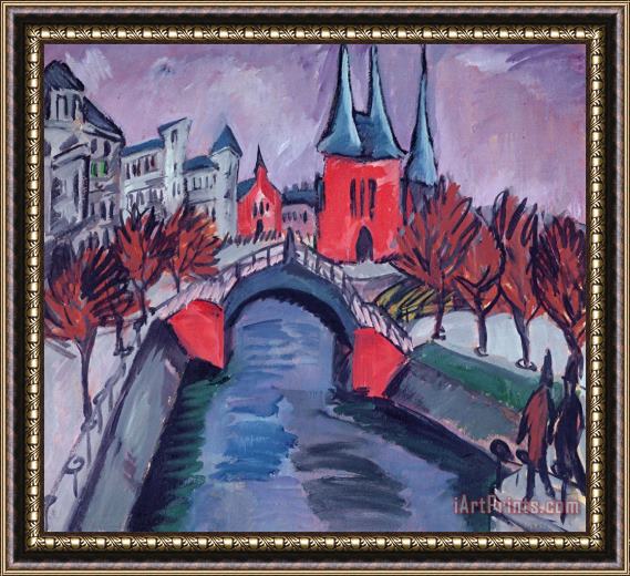 Ernst Ludwig Kirchner Red Elisabeth Riverbank Berlin Framed Painting