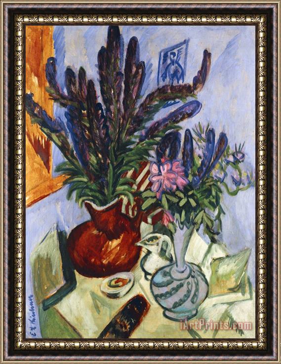 Ernst Ludwig Kirchner Still Life With A Vase Of Flowers Framed Painting