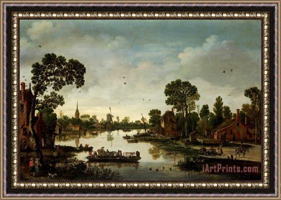 Esaias Van De Velde Het Ponteveer Framed Painting