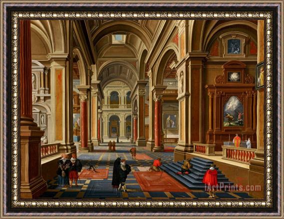 Esaias Van De Velde Interior of a Catholic Church Framed Painting