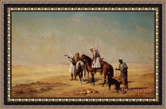 Etienne Billet Arabs in The Desert Framed Print