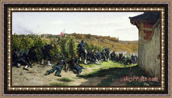 Etienne Prosper Berne-Bellecour The Tirailleurs de la Seine at the Battle of Rueil Malmaison Framed Painting