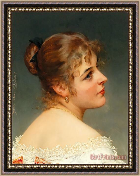 Eugen von Blaas A Beautiful Venetian Woman Framed Painting