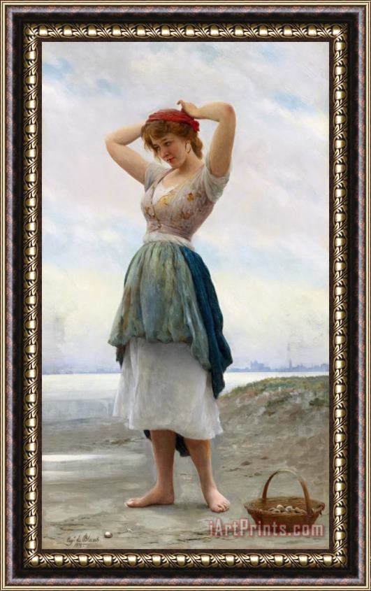 Eugen von Blaas On The Beach, 1908 Framed Painting